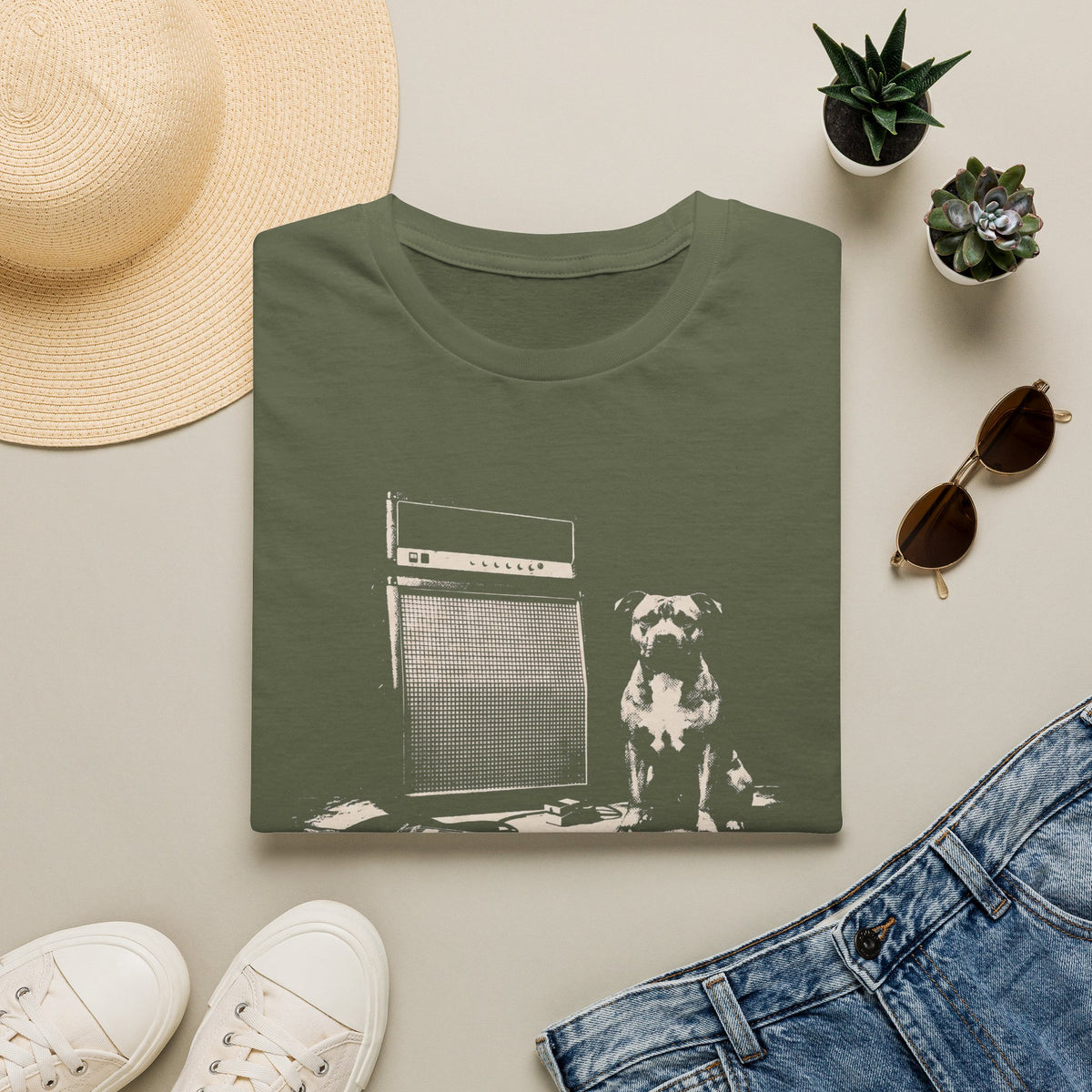 RESCUE DOGS & LOUD GUITARS STAFFY TSHIRT
