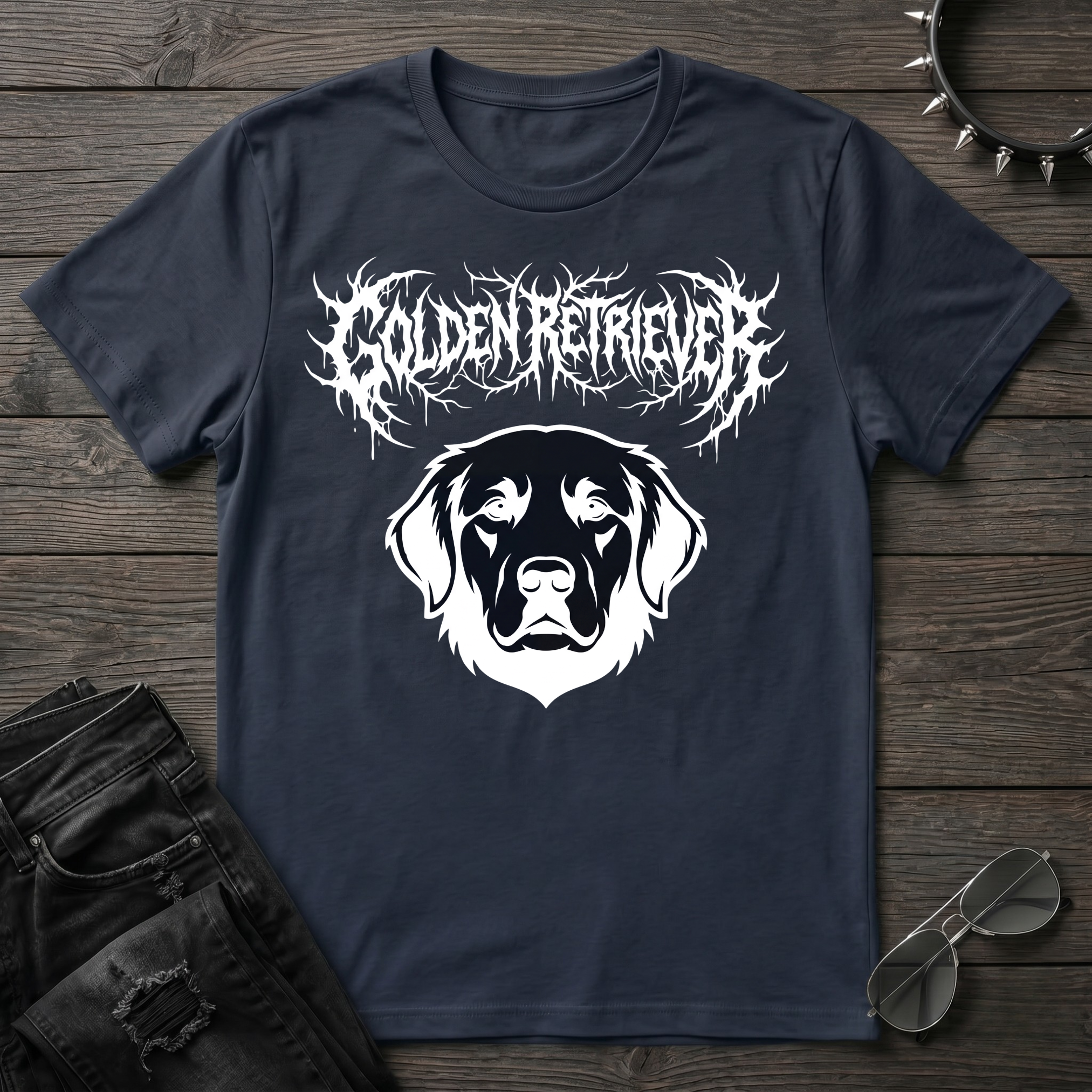 Death Metal Golden Retriever Dark Tshirt