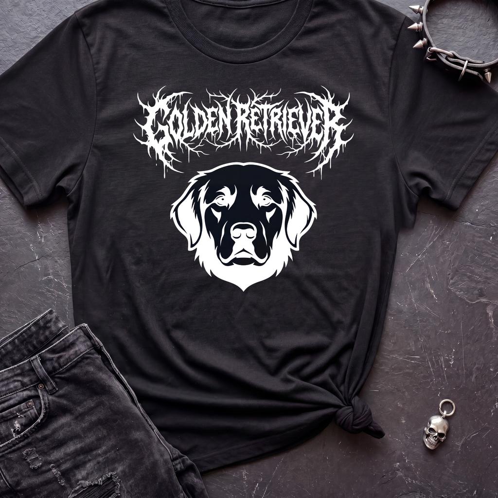 Death Metal Golden Retriever Dark Tshirt