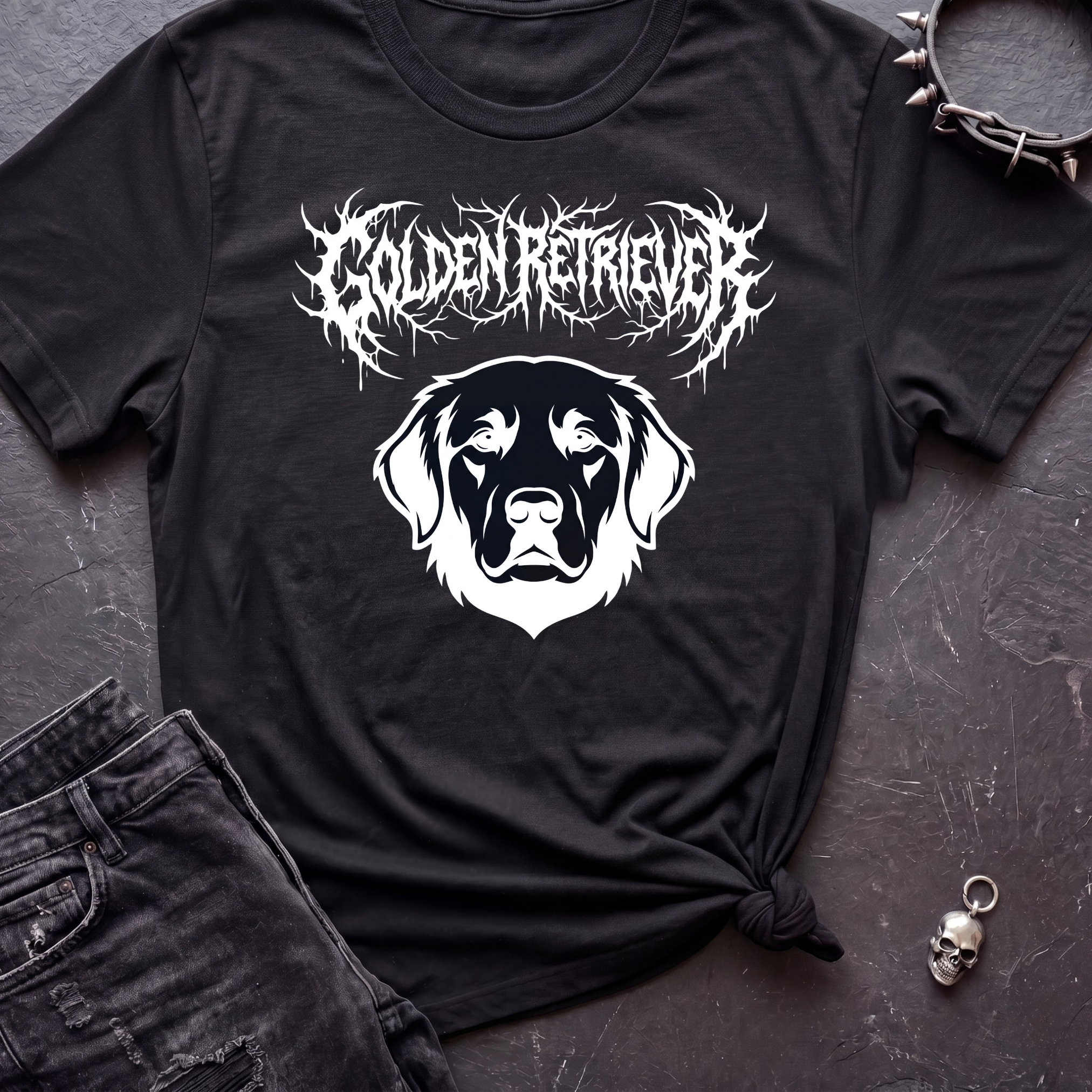 Death Metal Golden Retriever Dark Tshirt