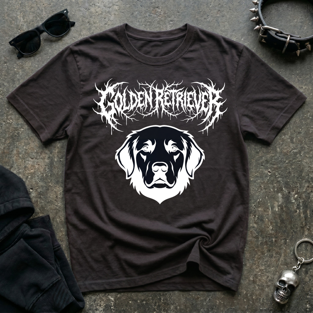 Death Metal Golden Retriever Dark Tshirt