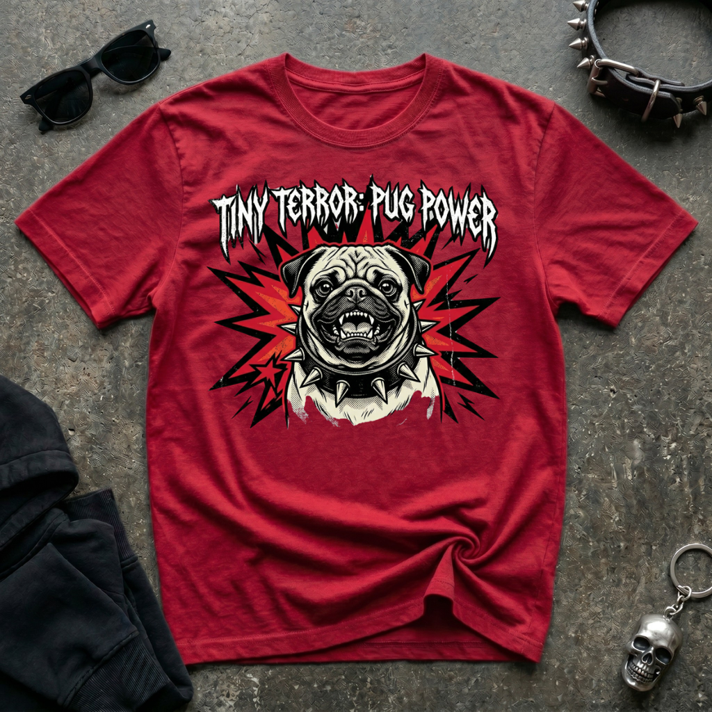 Tiny Terror Pug Power Tshirt