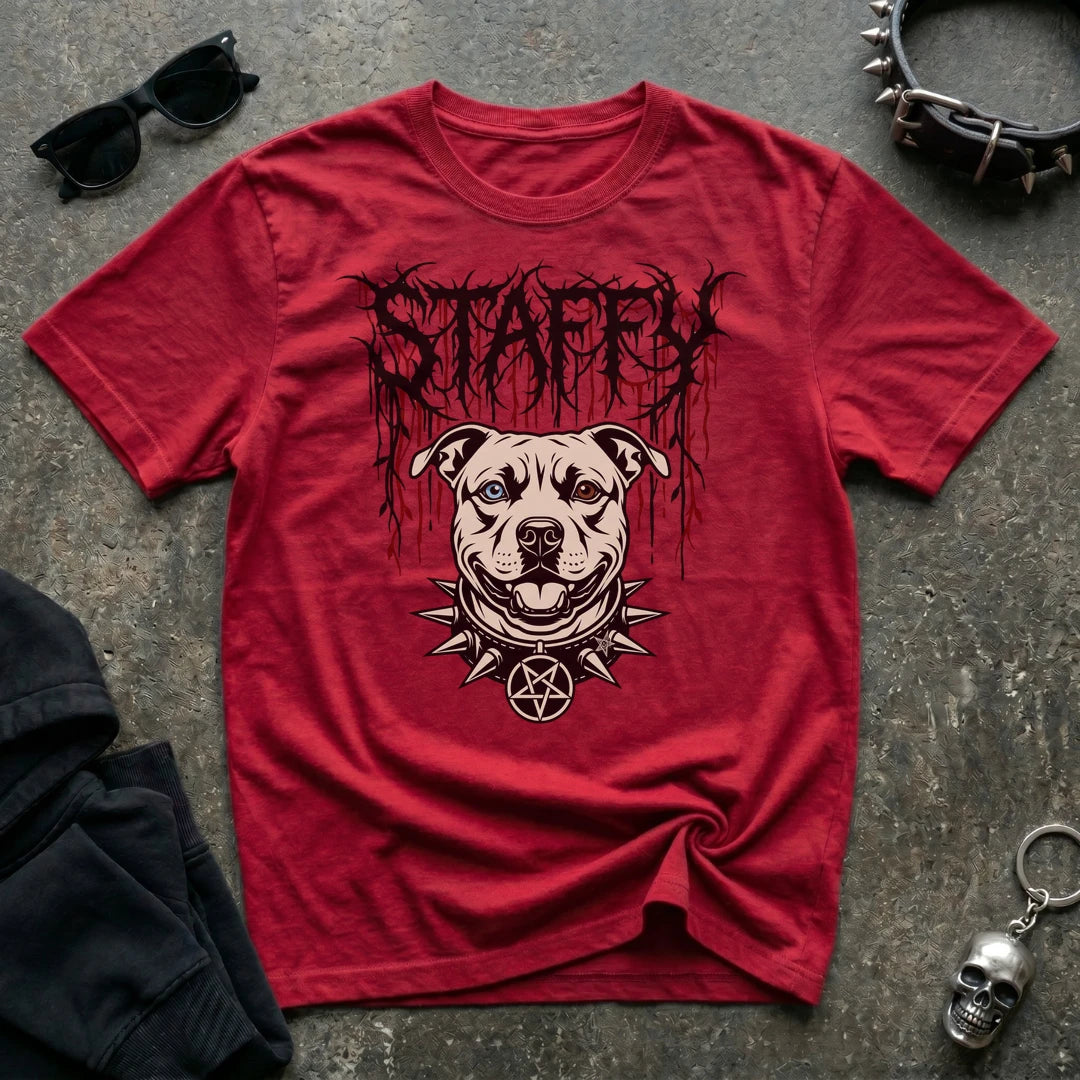 Staffy Death Metal Tshirt